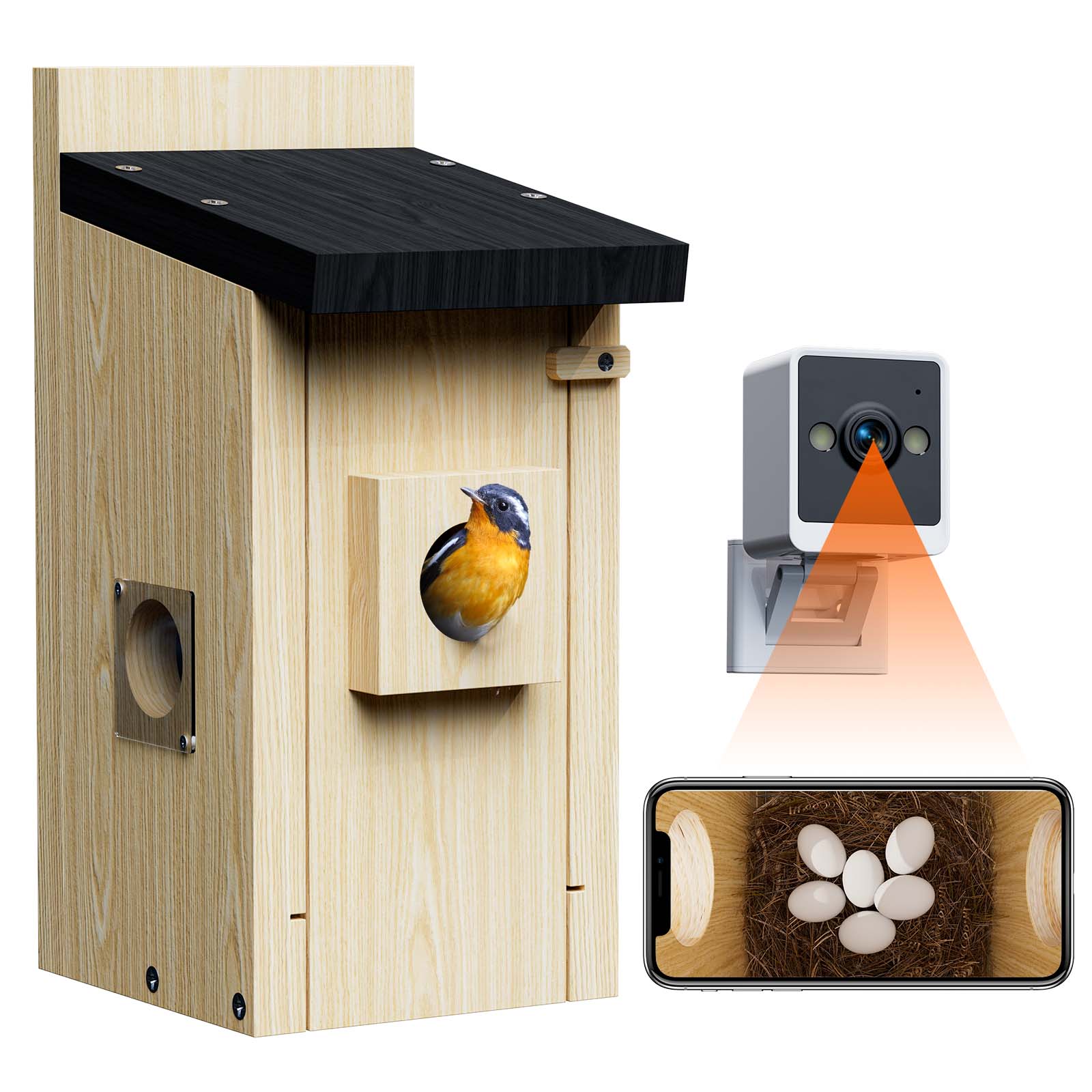 VOOPEAK BH10 Wifi Wooden Bird House With Camera for indoor outdoor