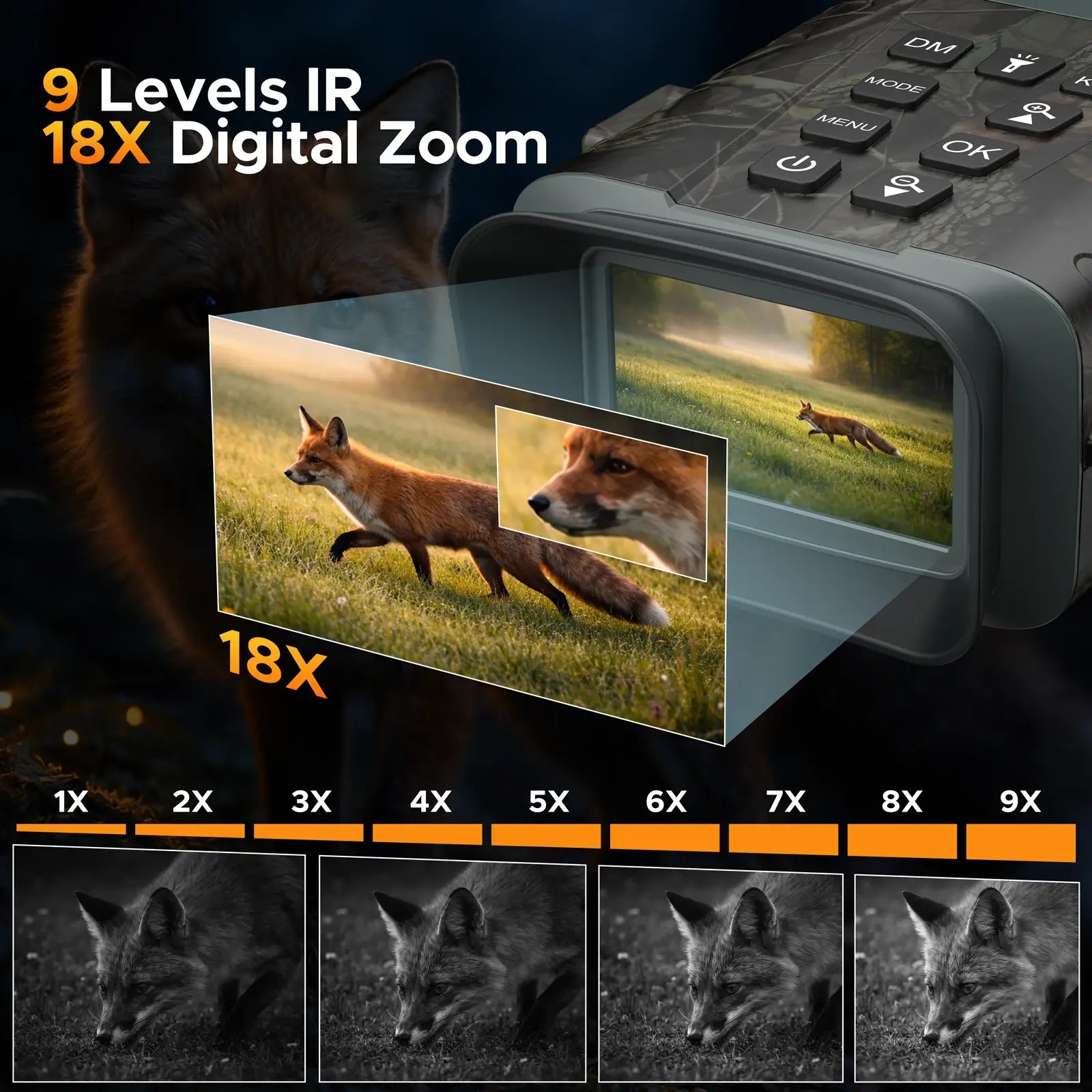 Voopeak 4K Night Vision Goggles with Rangefinder (Up to 1200Yd) 18X Zoom & 5000mAh