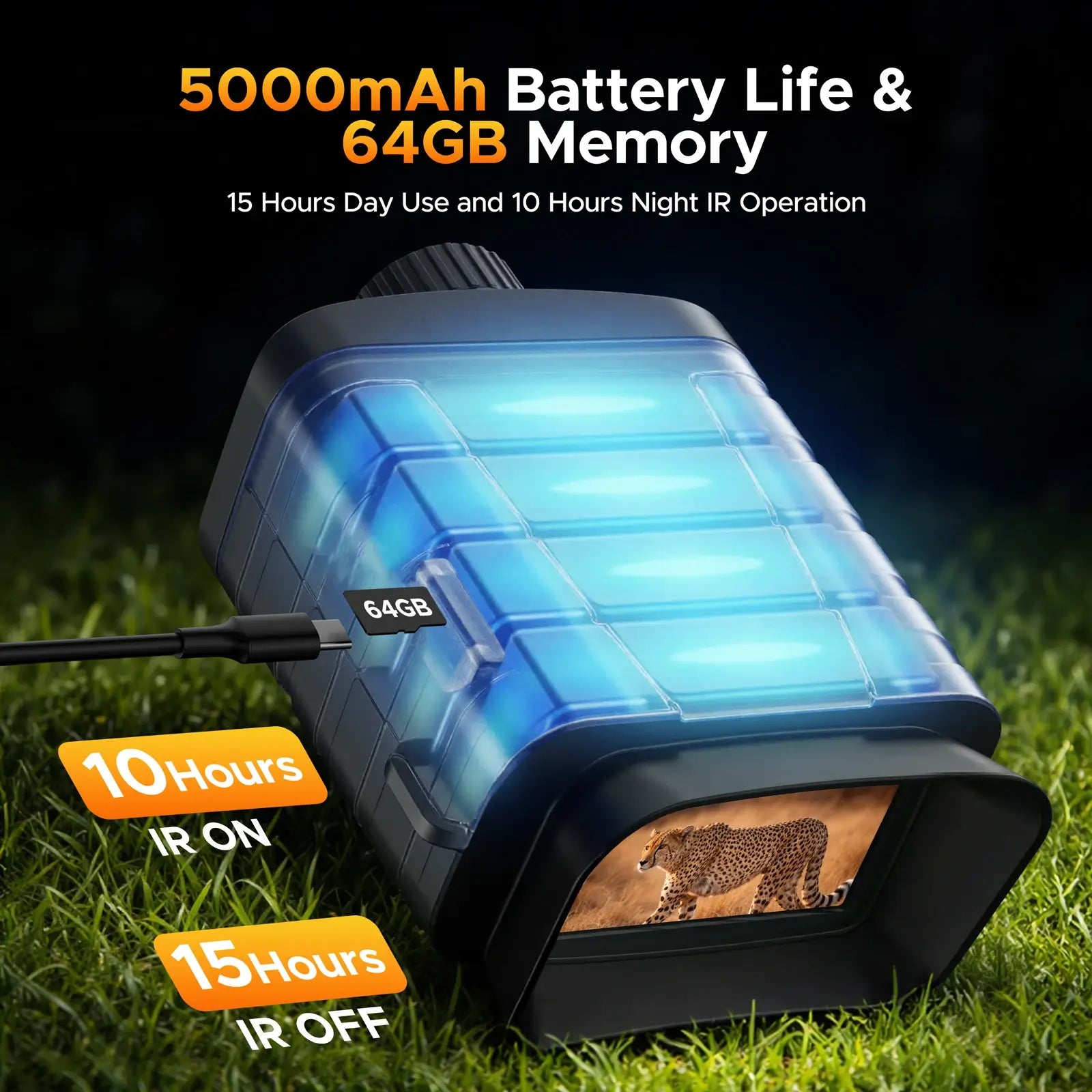 Voopeak 4K Night Vision Goggles with Rangefinder (Up to 1200Yd) 18X Zoom & 5000mAh