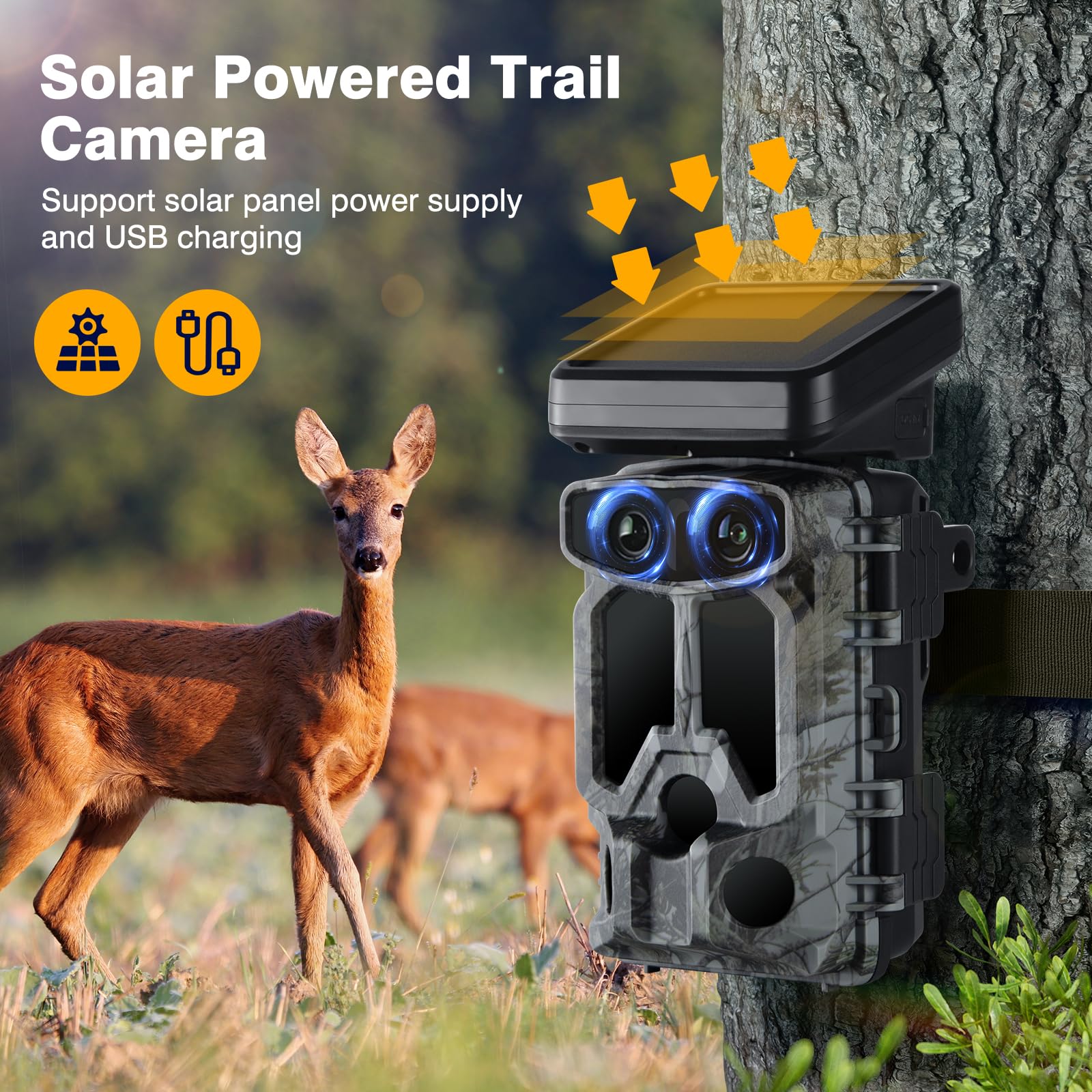 VOOPEAK TC07 4K Wifi Dual-Lens Solar Powered Trail Game Camera