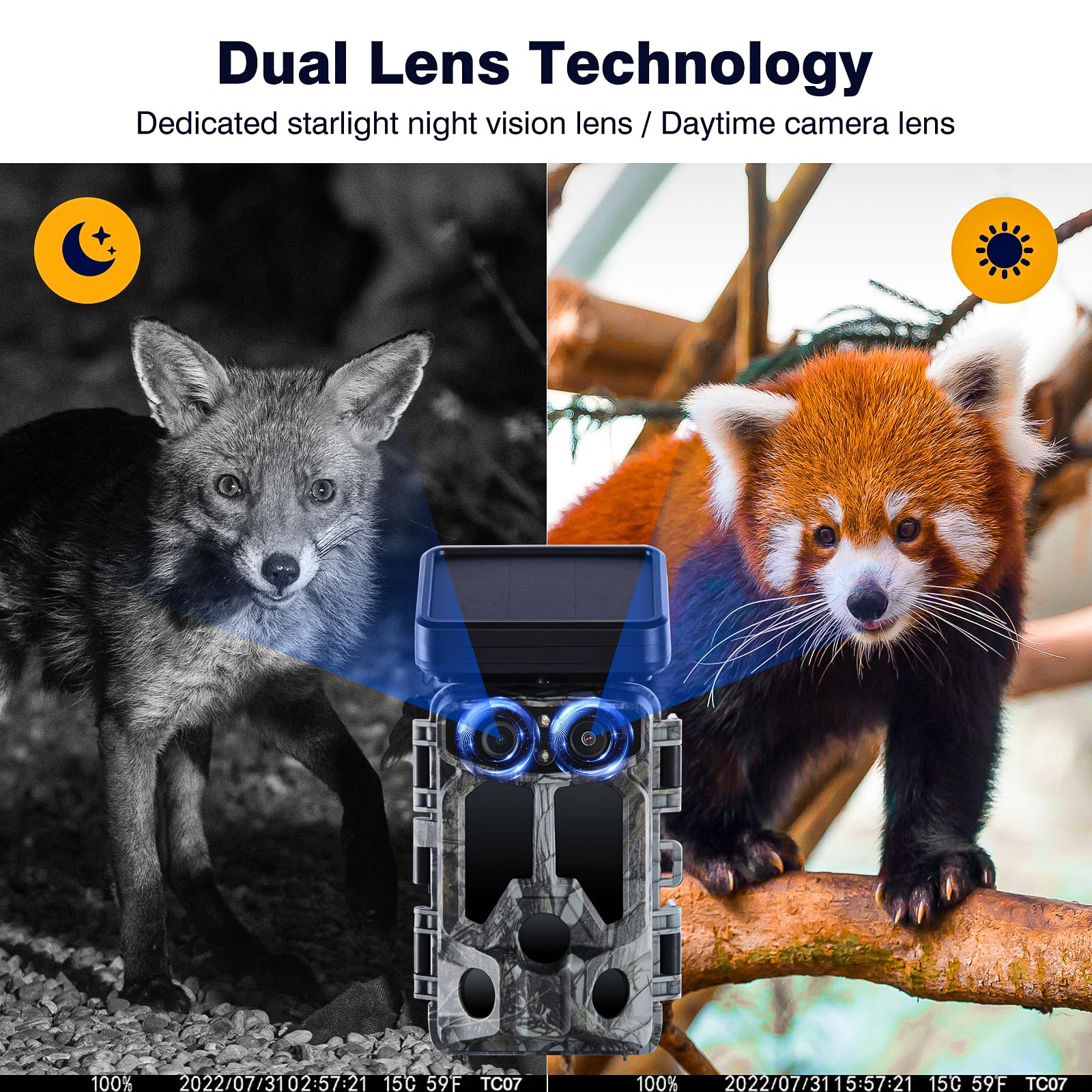 VOOPEAK TC07 4K Wifi Dual-Lens Solar Powered Trail Game Camera