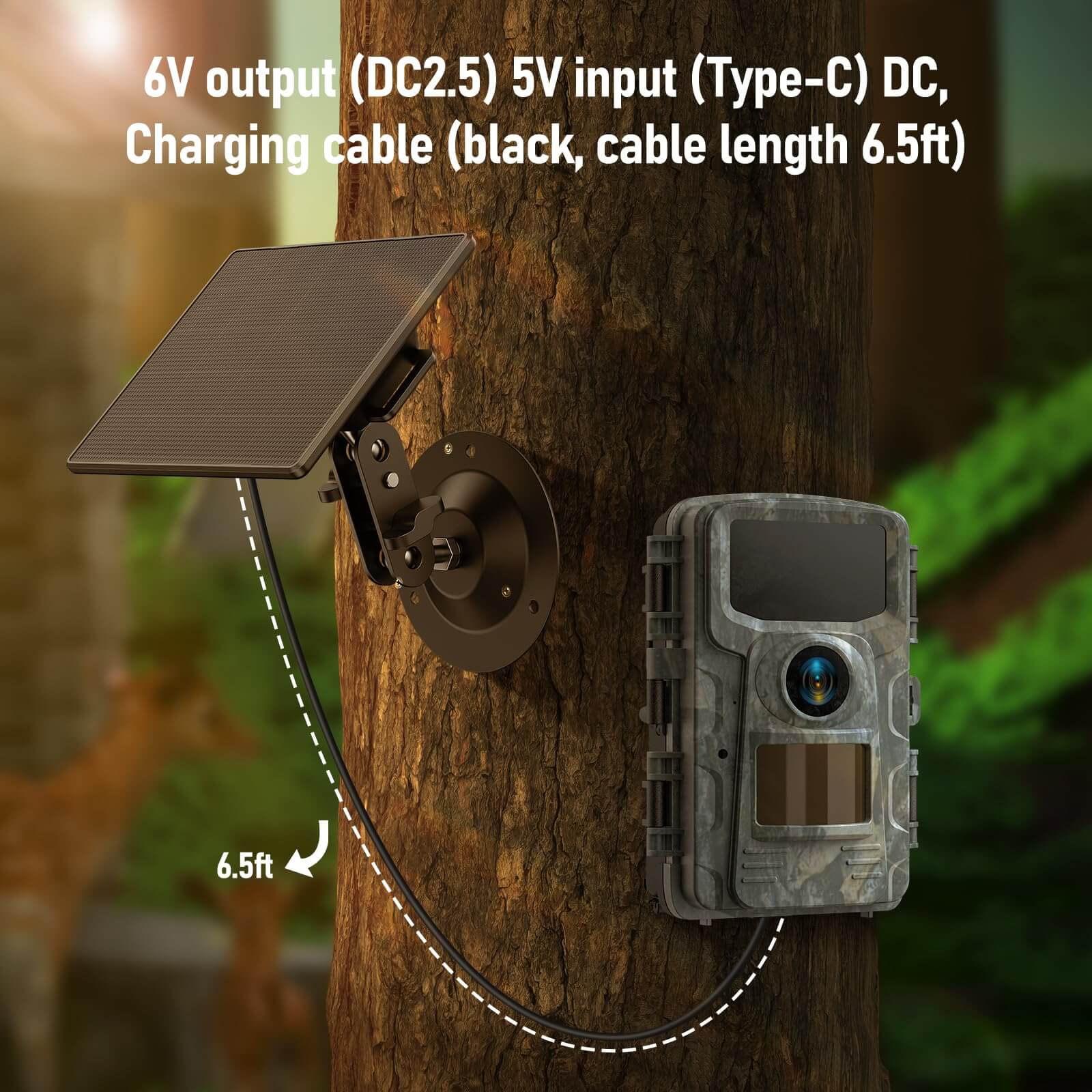 VOOPEAK BC643 6V/2A Waterproof Solar Power Panel for Trail Camera