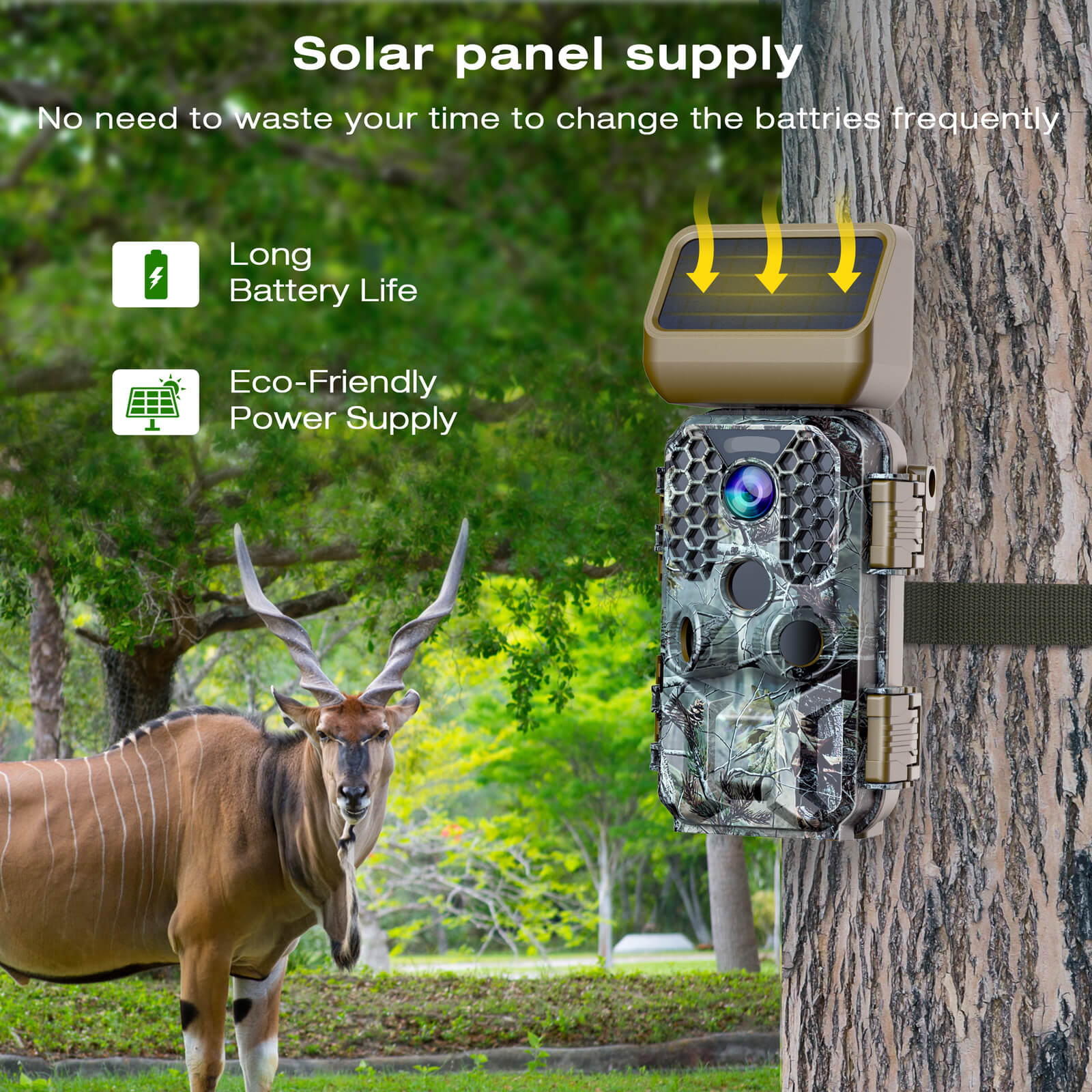Voopeak T200 Solar Powered 4k Wifi Trail Camera for Wildlife