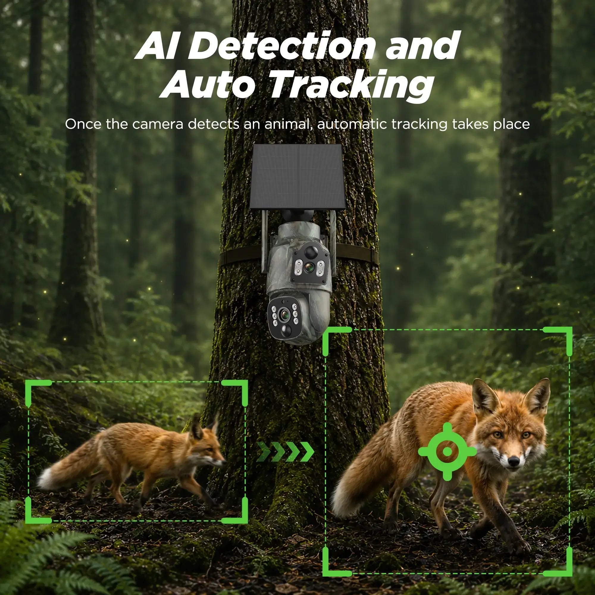 VOOPEAK TC39 Dual Lens Cellular Trail Camera Solar Powered 4G LTE Game Camera for hunting wildlife Monitoring and Property Security