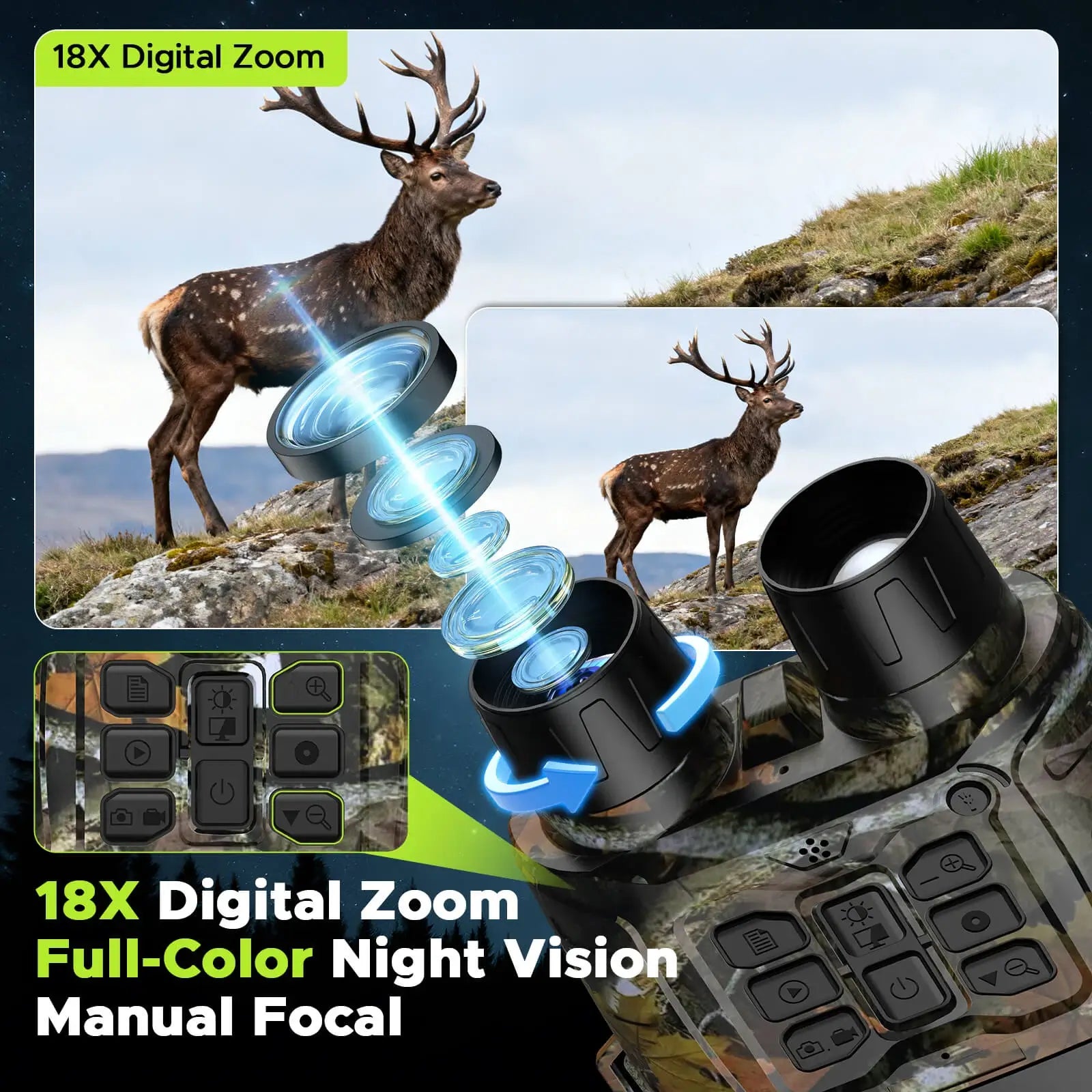 Voopeak NV03 Night Vision Goggles 4K Full Color Night Vision with 5000mAh Rechargeable Battery