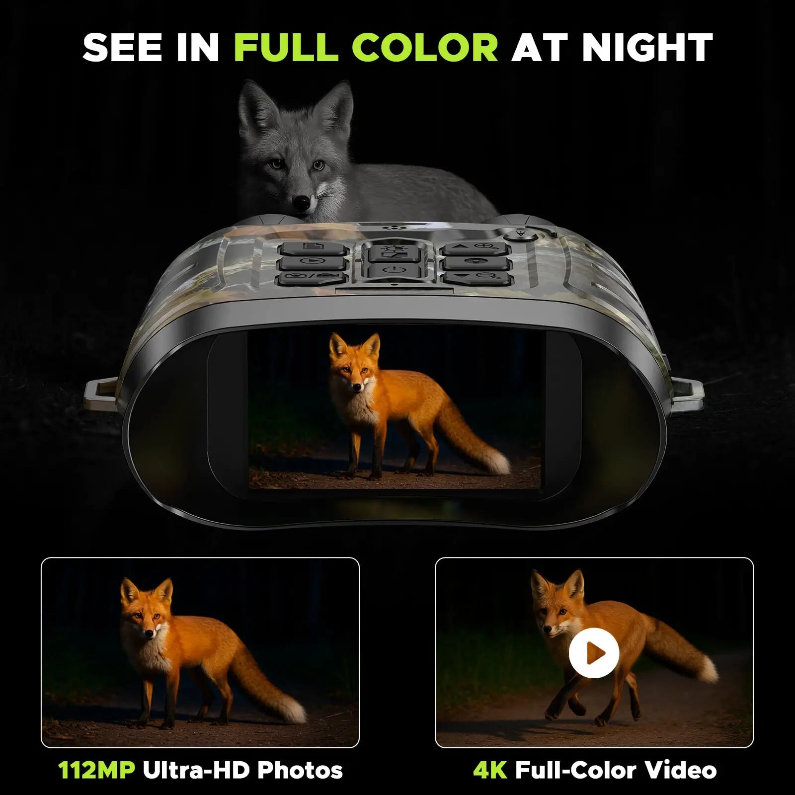 Voopeak NV03 Night Vision Goggles 4K Full Color Night Vision with 5000mAh Rechargeable Battery