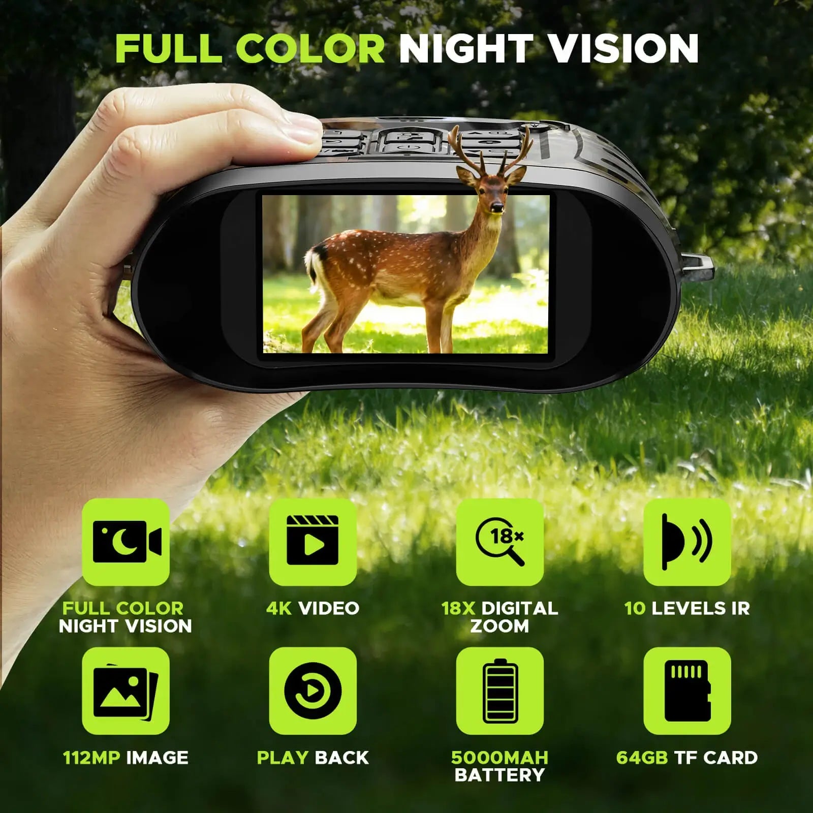 Voopeak NV03 Night Vision Goggles 4K Full Color Night Vision with 5000mAh Rechargeable Battery