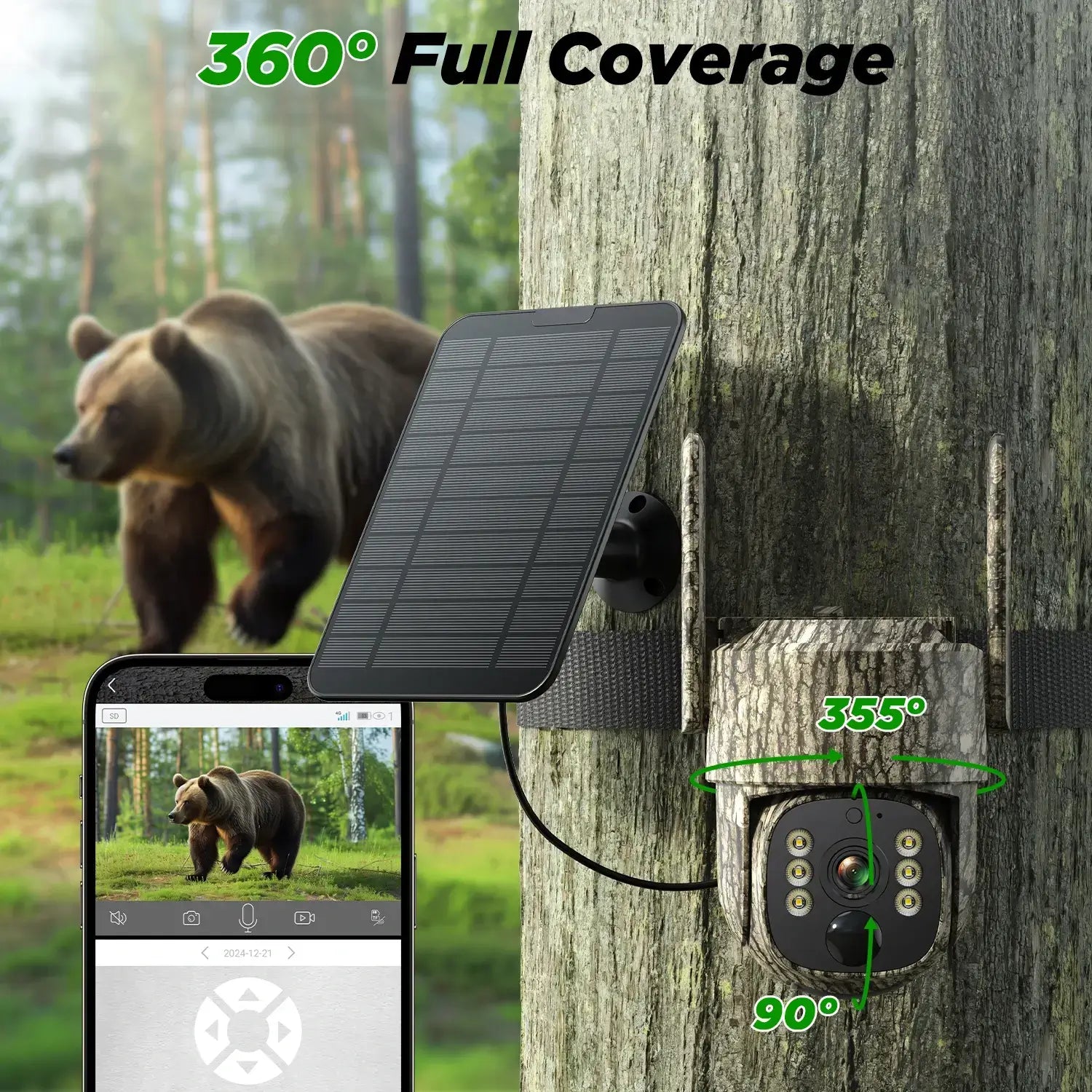 VOOPEAK TC32 4G Lte Solar Power Cell Cellular Trail Game Camera for Hunting Wildlife Monitoring Security