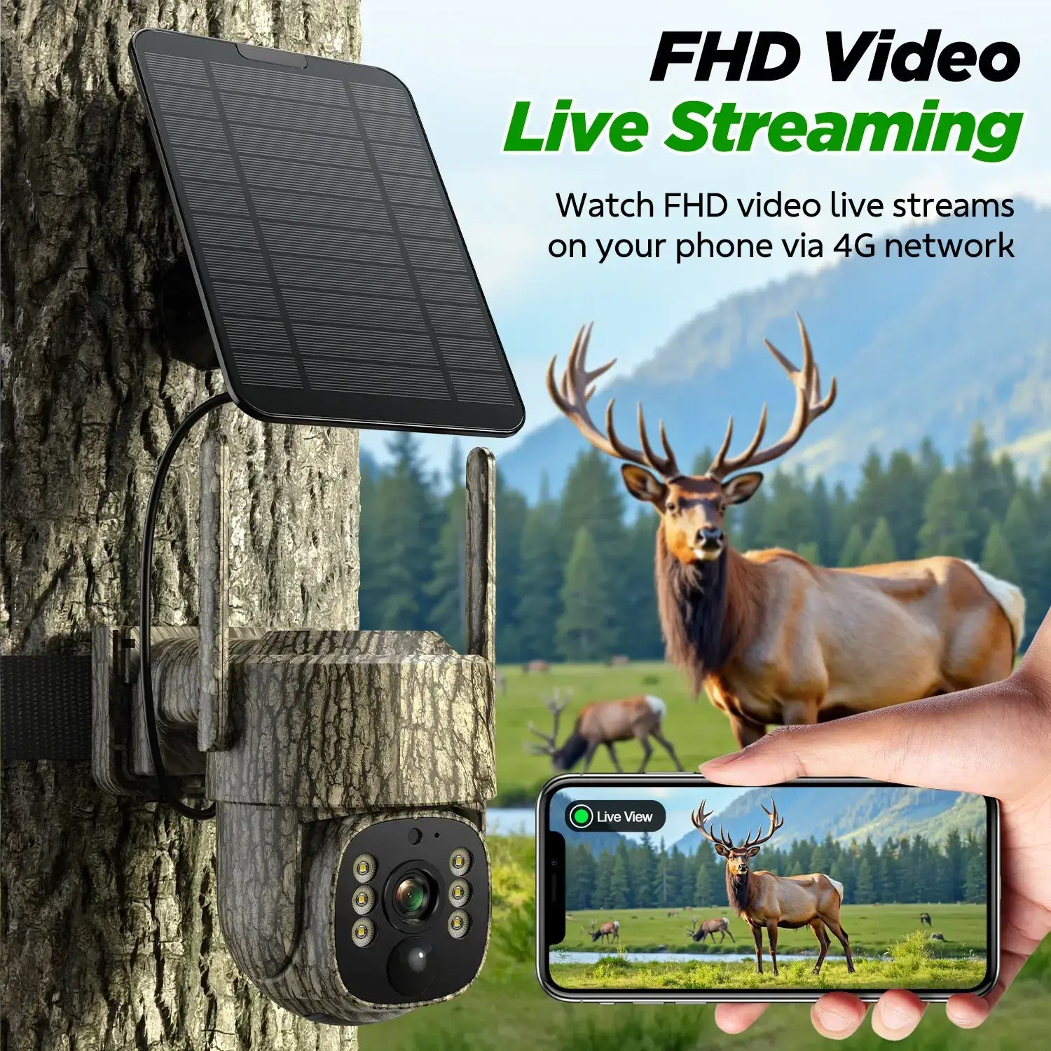 VOOPEAK TC32 4G Lte Solar Power Cell Cellular Trail Game Camera for Hunting Wildlife Monitoring Security