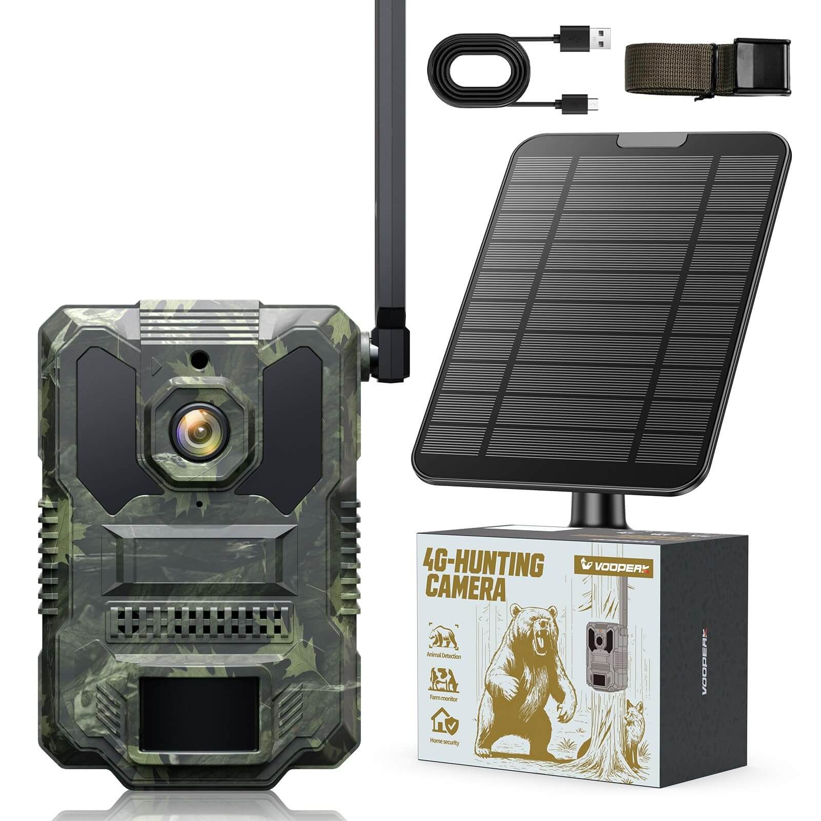 Voopeak TC36 Cellular Game Camera with Live Feed Solar Outdoor Security and Wildlife 940nm No Glow Night Vision Camera
