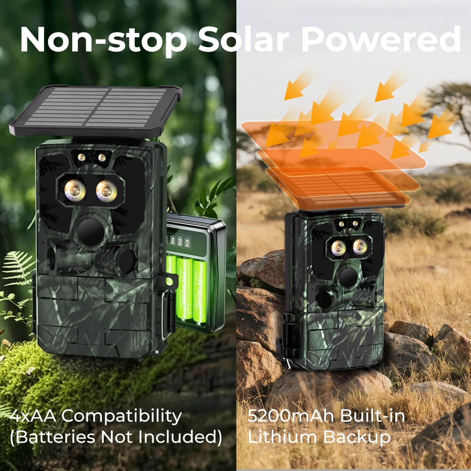 VOOPEAK TC37 4K 60MP High Resolution Solar Powered Wifi Trail Camera for Hunting and Wildlife Monitoring