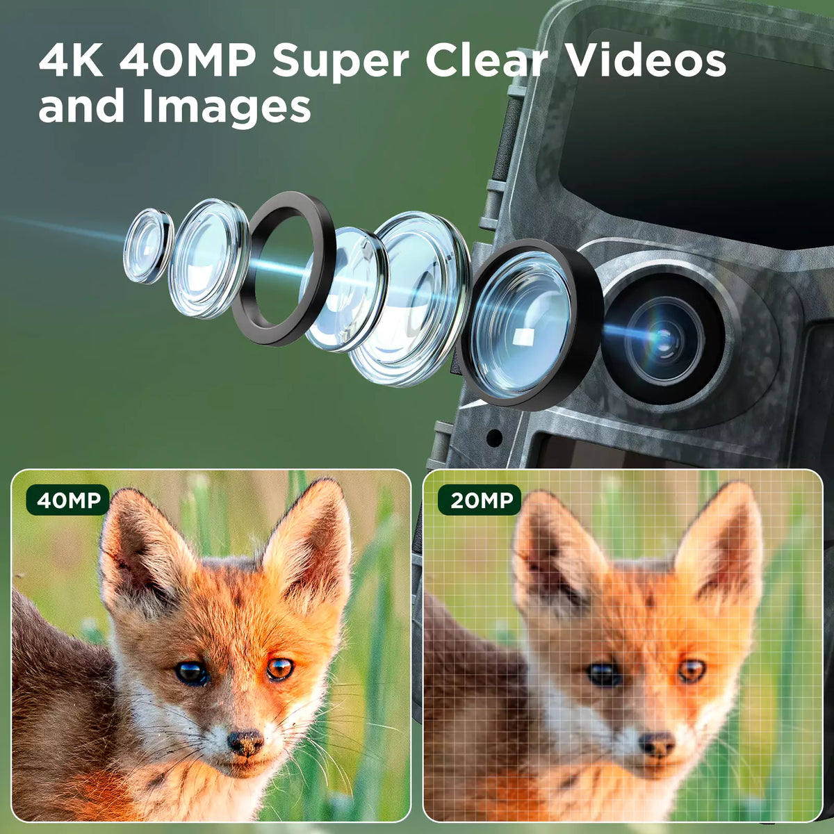40p Camera 4K 40MP Low glow Hunting Trail Camera | Voopeak