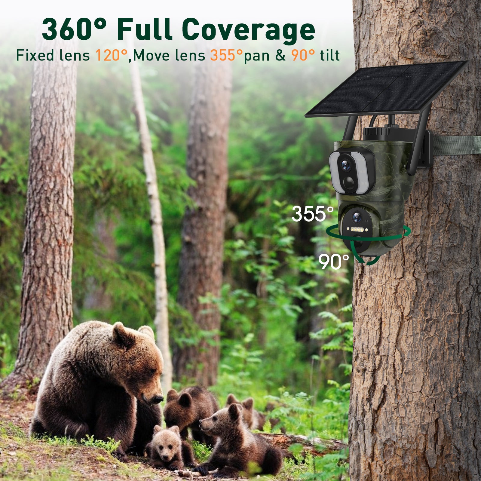 360° Full View PTZ Cellular Trail/Security Camera With Solar Panel