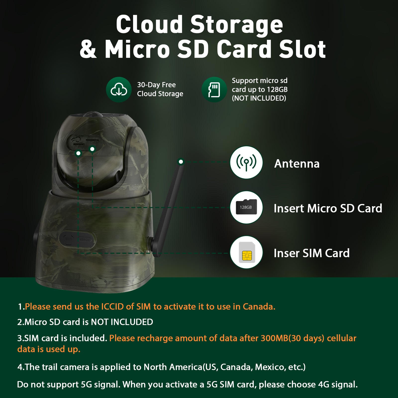 Trail Cameras CAMPARK 4G LTE Cellular Solar Trail Camera Wireless