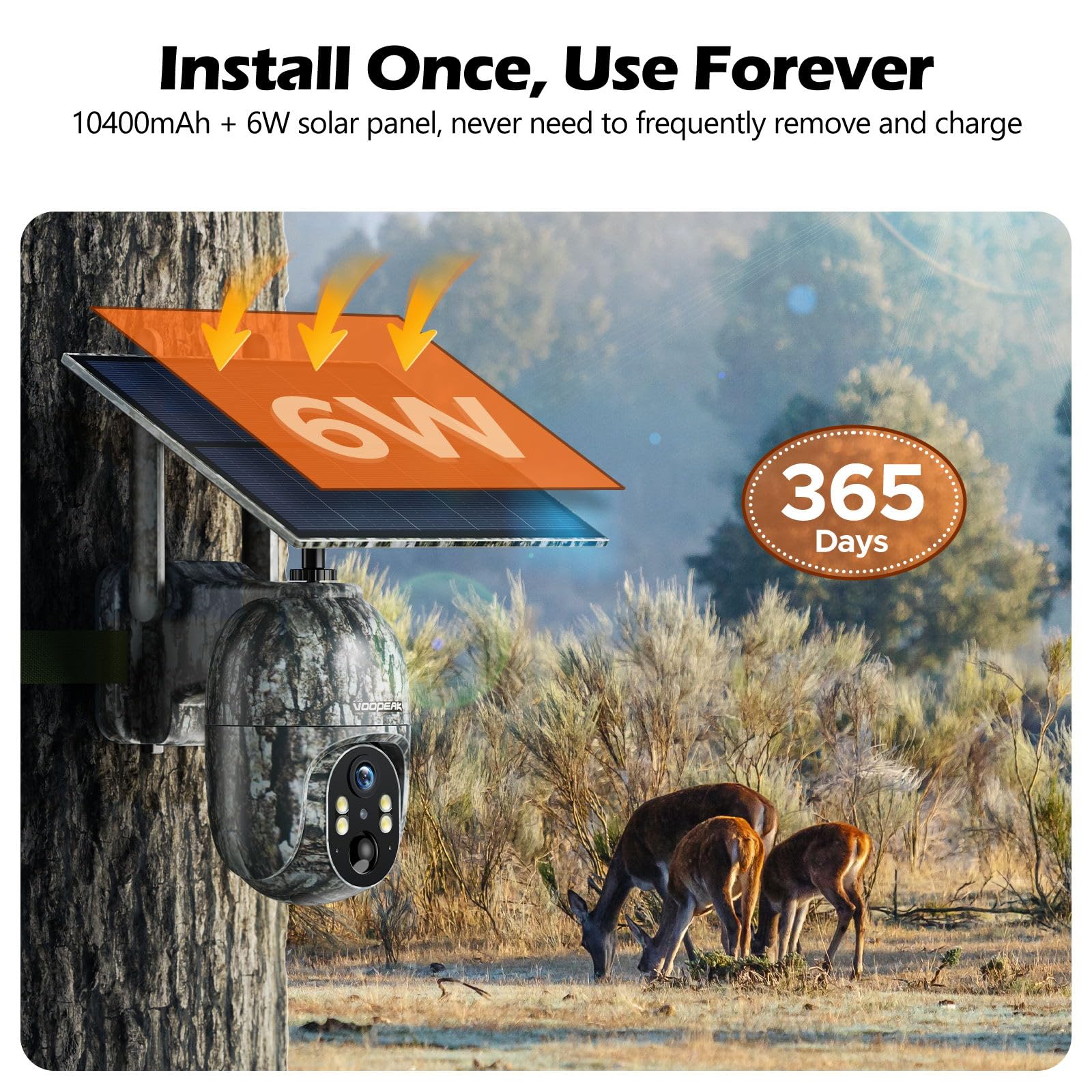 Voopeak TC17B/27 2K 4G 360 ° Cellular Solar live feed Trail Camera Wildlife Deer Game Camera-Upgrade Version