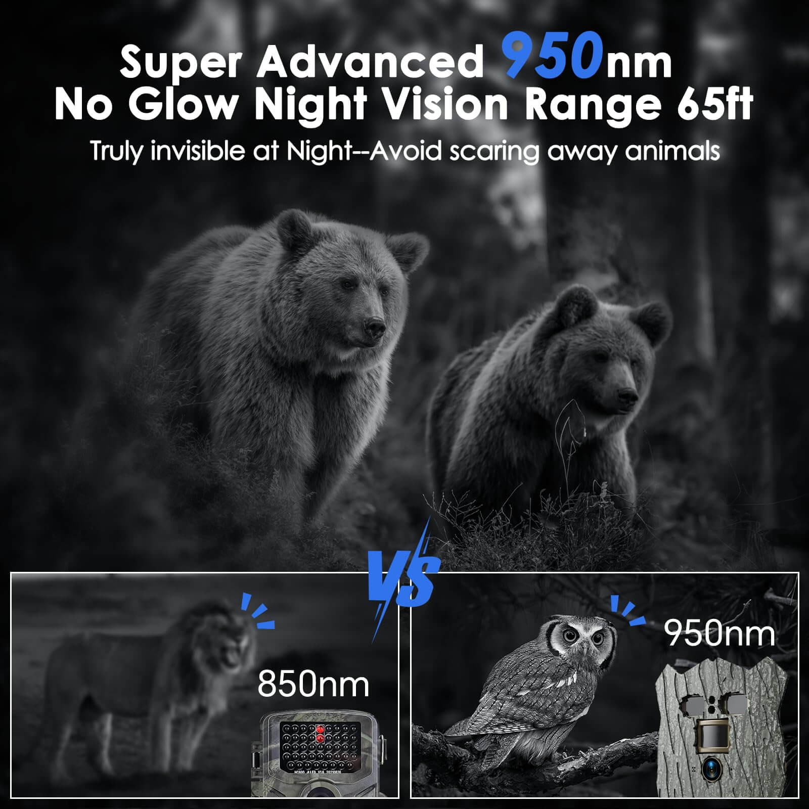 Voopeak TC21 4K WiFi Wildlife Camera No Glow Night Vision