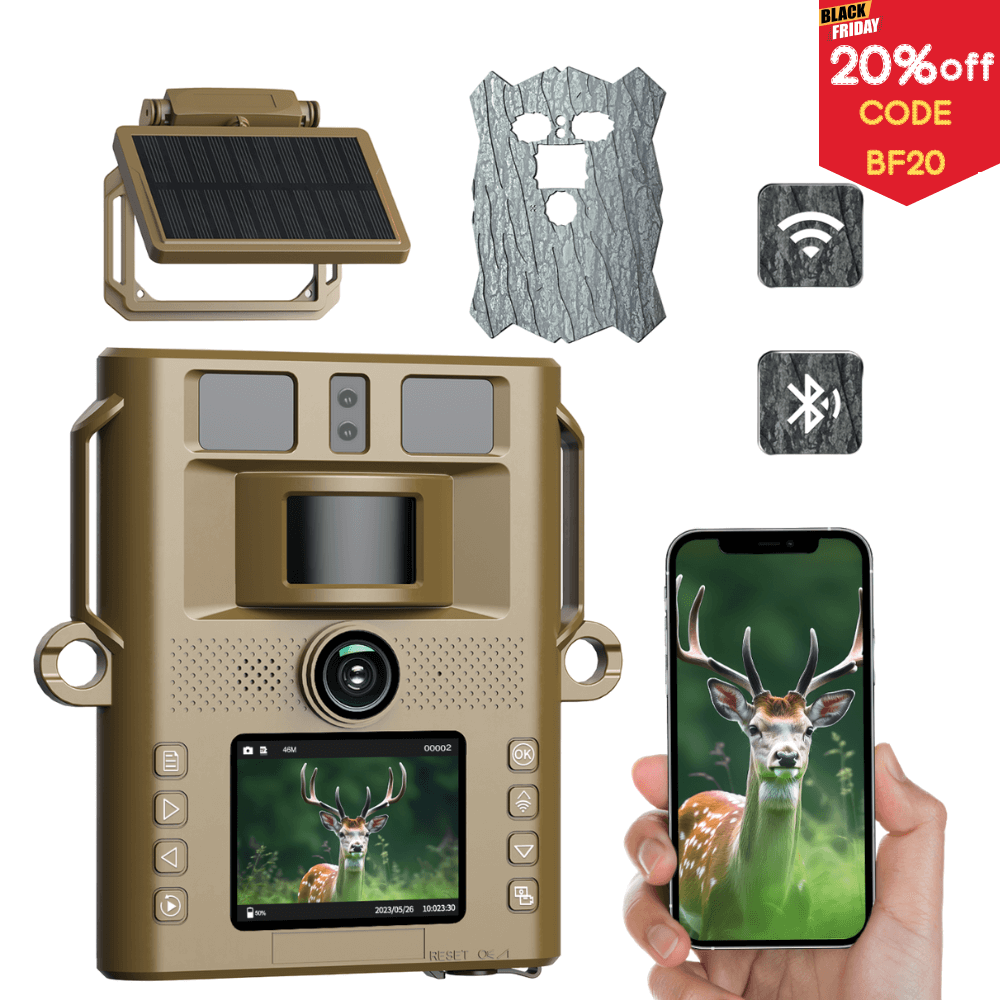 🔥(Black Friday Pre-sale)Voopeak TC21 4K WiFi Wildlife Camera No Glow Night Vision Hidden Tree Trail Camera