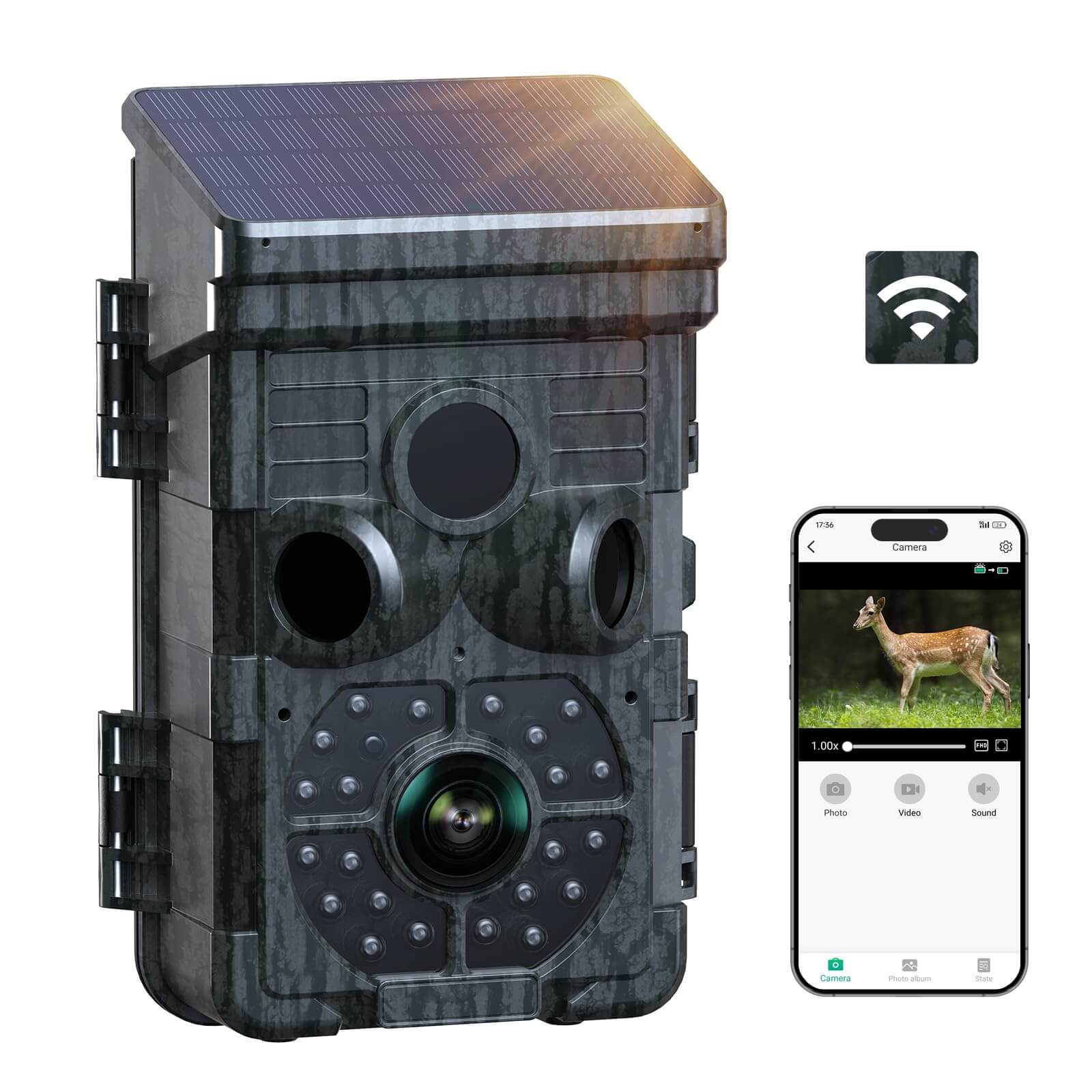 Voopeak TC28 Solarbetriebene WiFi-Wildkamera mit 850 nm Nachtsicht