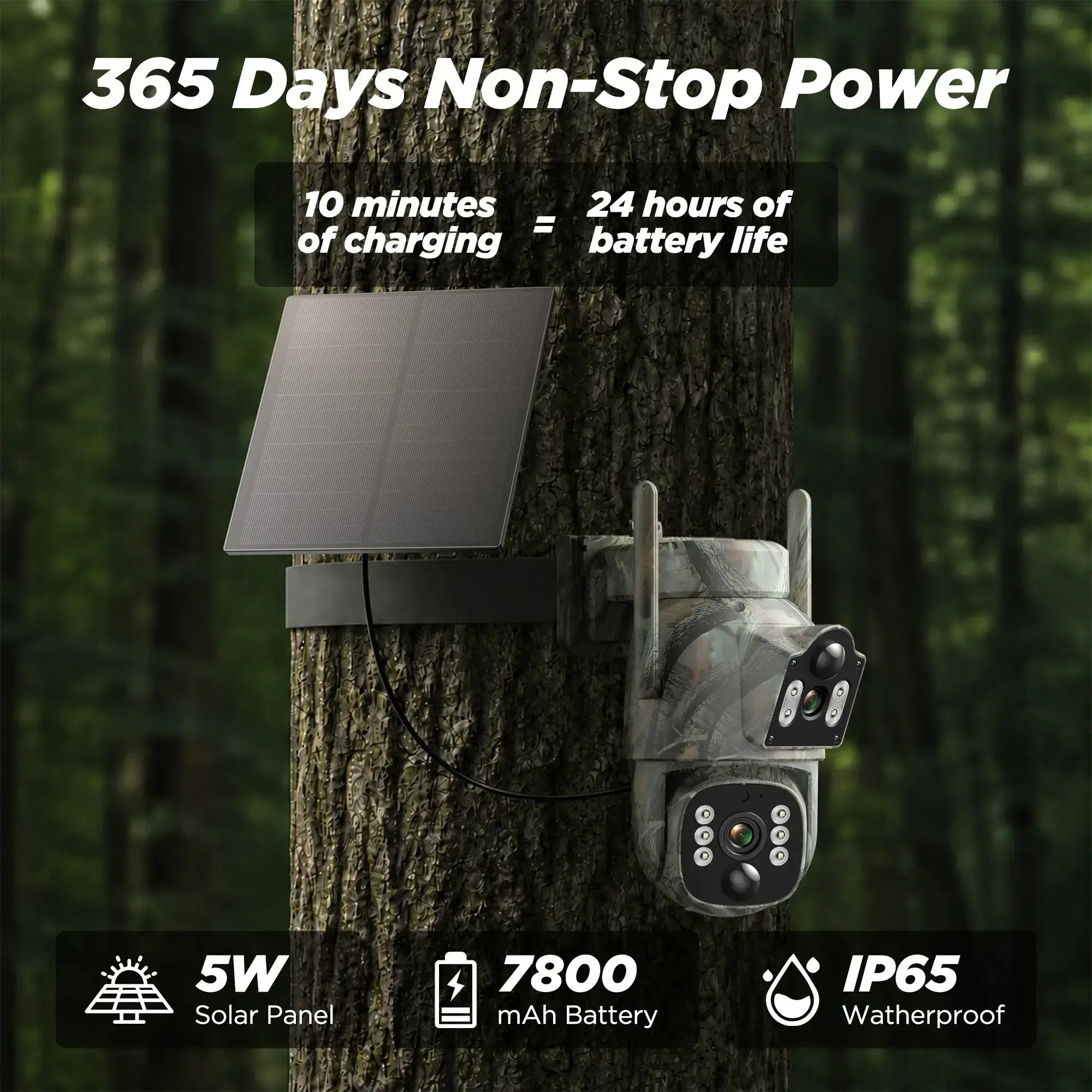 VOOPEAK TC39 Dual Lens Cellular Trail Camera Solar Powered 4G LTE Game Camera for hunting wildlife Monitoring and Property Security