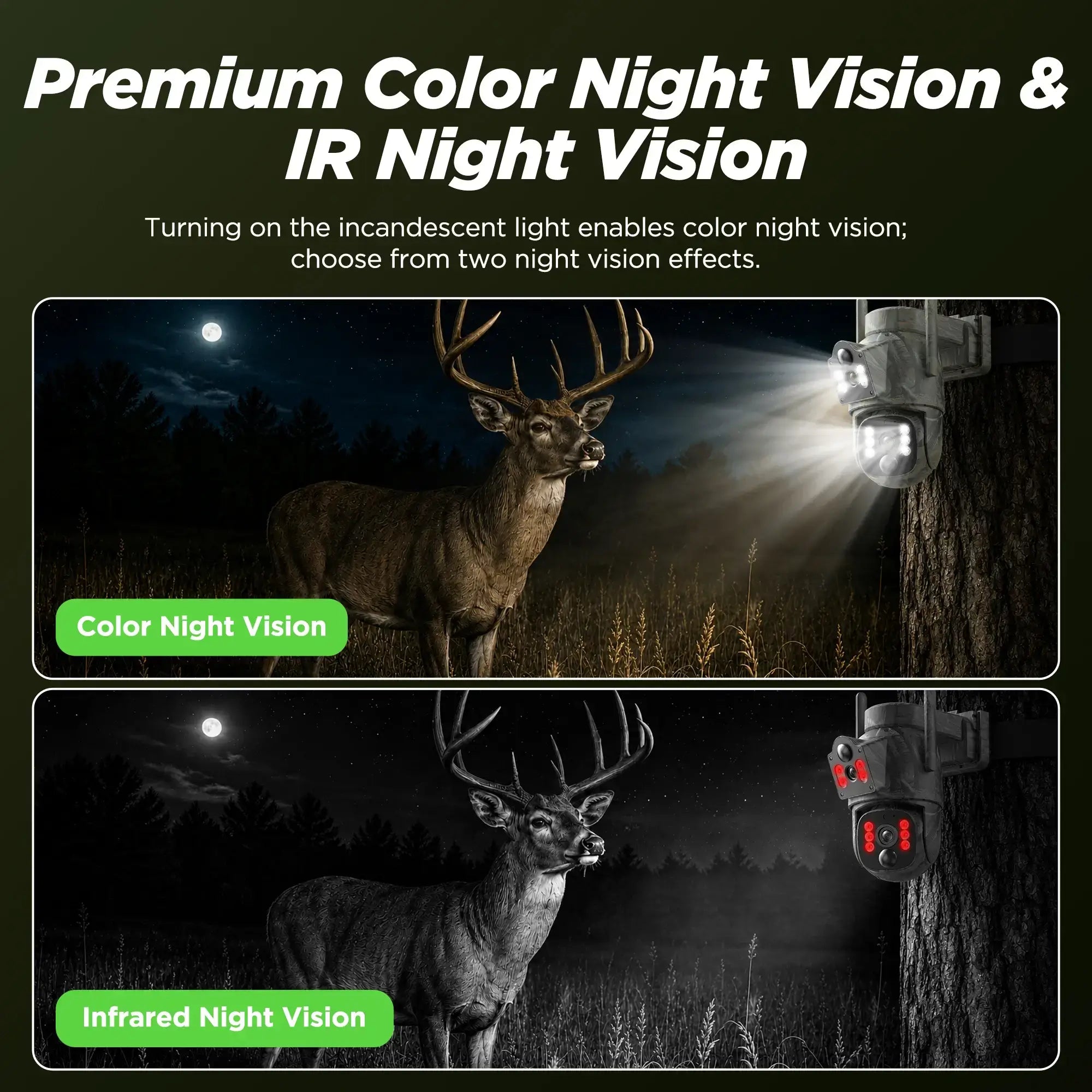 VOOPEAK TC39 Dual Lens Cellular Trail Camera Solar Powered 4G LTE Game Camera for hunting wildlife Monitoring and Property Security