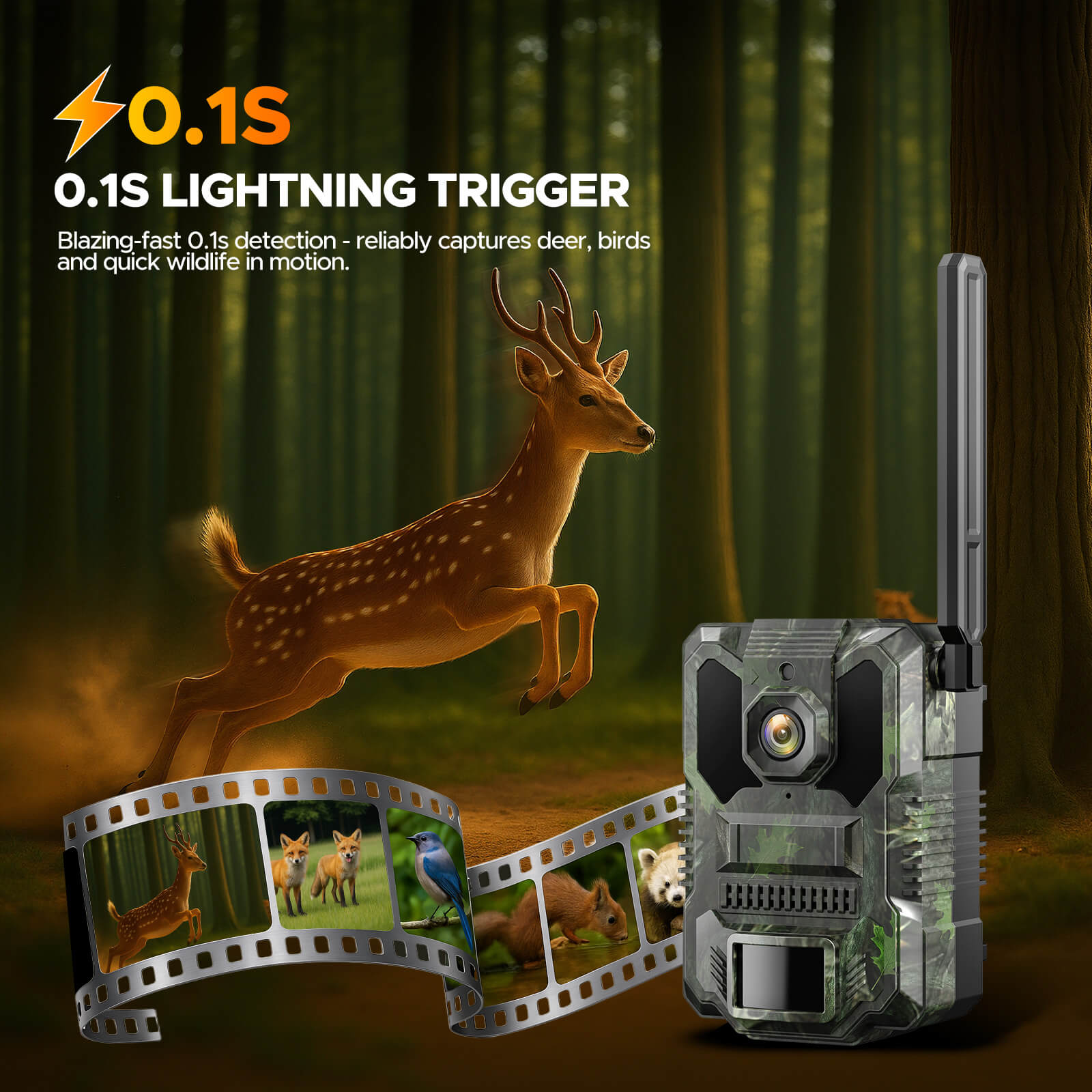 Voopeak TC36 Cellular Game Camera with Live Feed Solar Outdoor Security and Wildlife 940nm No Glow Night Vision Camera