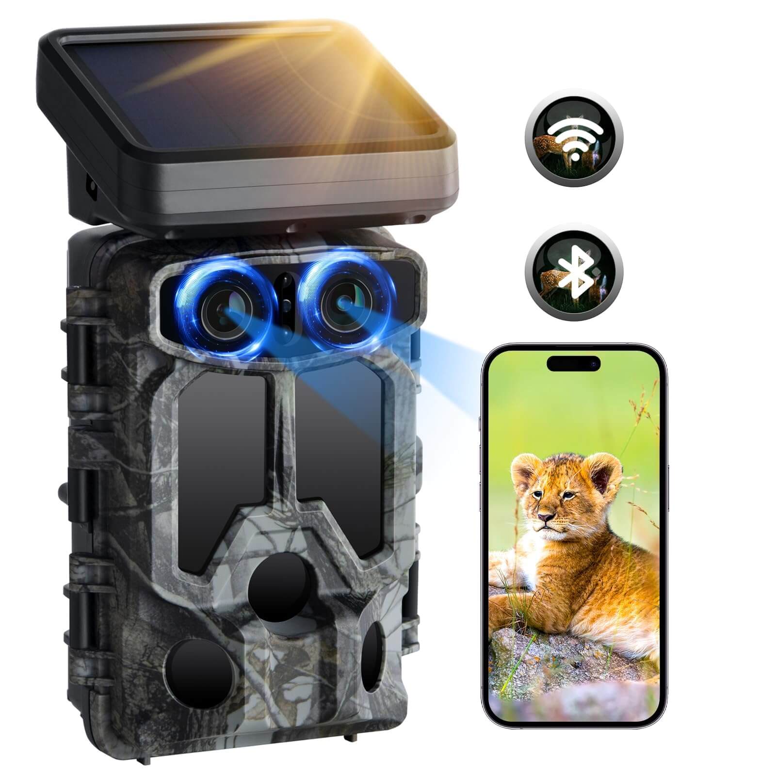 Voopeak TC07 4K Wifi Dual-Lens Solar Powered Trail Game Camera