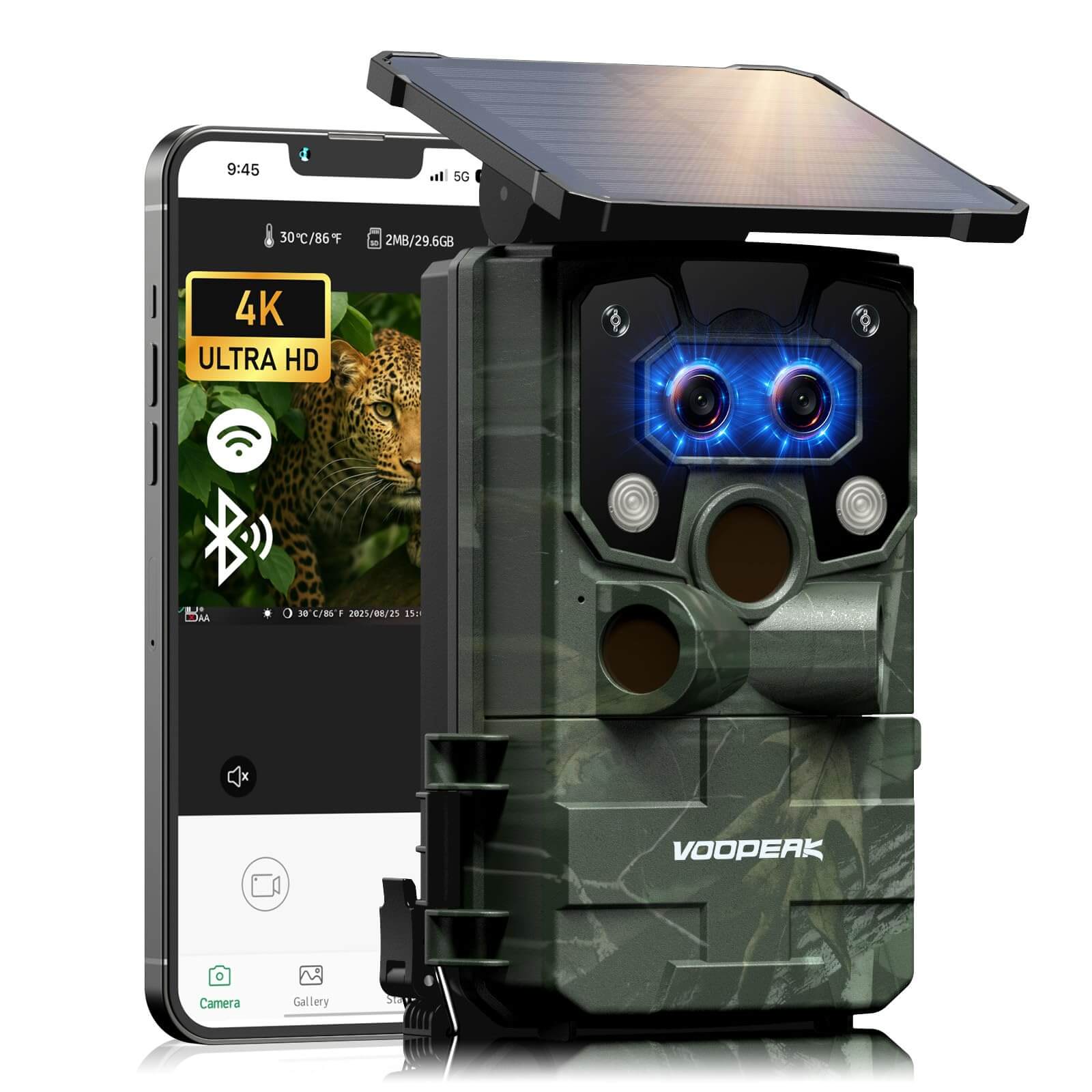 VOOPEAK TC37 4K 60MP High Resolution Solar Powered Wifi Trail Camera for Hunting and Wildlife Monitoring