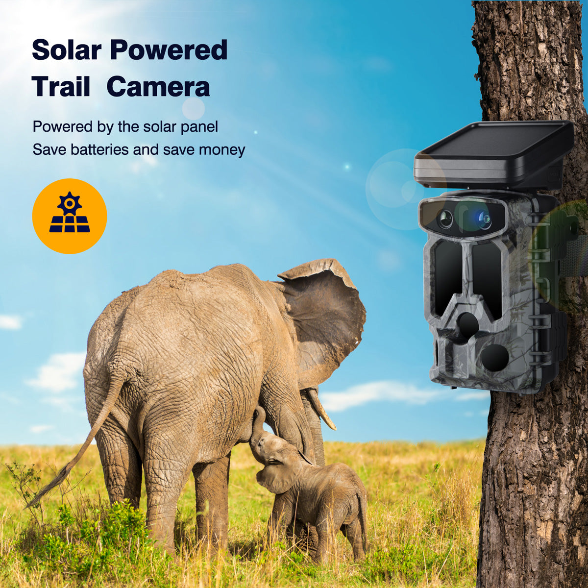 60MP WiFi  solar trail game Camera